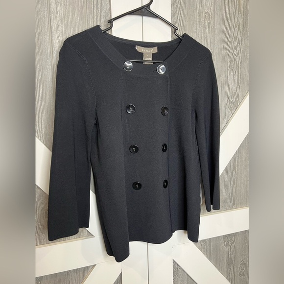 Kenar Sweaters - B15.22 KENAR Double Breasted Elegant Sweater/Blazer Black Small S